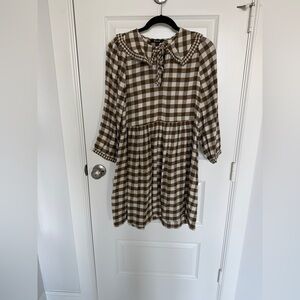 Madewell Brown and White Checkered Dress